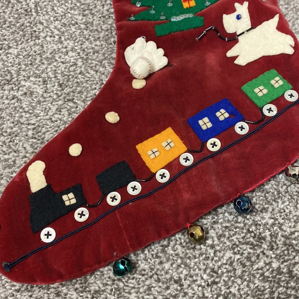 Vintage Beaded and Emblems velvet Christmas stocking 🎄🎄🎄 Name “JIM”